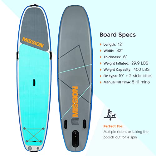 MISSION Zen Inflatable Stand Up Paddle Board iSUP 11'5" x 34" x 6
