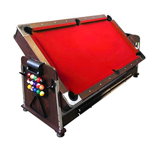 SIMBASHOPPING USA 7FT Multigame Pool Table Red/Brown - Air Hockey & Table Tennis
