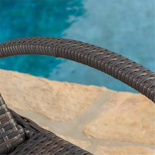 Afuera Living Outdoor Adjustable Wicker Chaise Lounge Set of 4 Brown