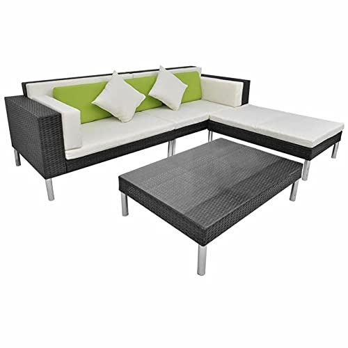 Xinxinxiang 4 Piece Patio Set with Cushions Black