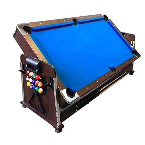 SIMBASHOPPING USA 7FT Multigame Pool Table with Air Hockey, Table Tennis, & Table Top Blue/Brown