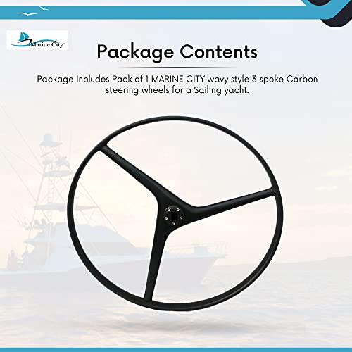MARINE CITY Wavy-Style 3-Spoke Carbon Steering Wheel 925mm Black