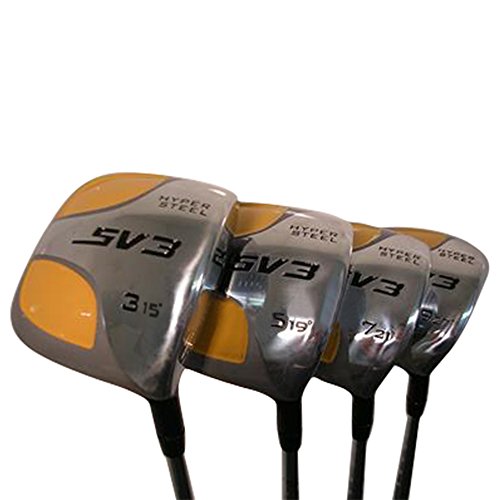 SV3 Senior Men's Yellow Square Fairway Wood Set Golf Clubs, Right Handed Senior Flex