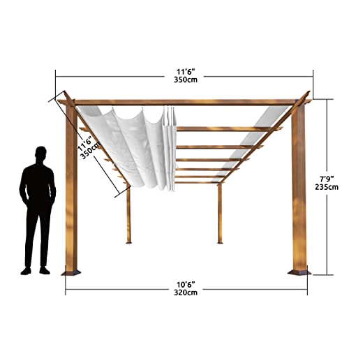 Paragon Outdoor 11' x 11' Florence Aluminum Pergola with Retractable Cream Canopy