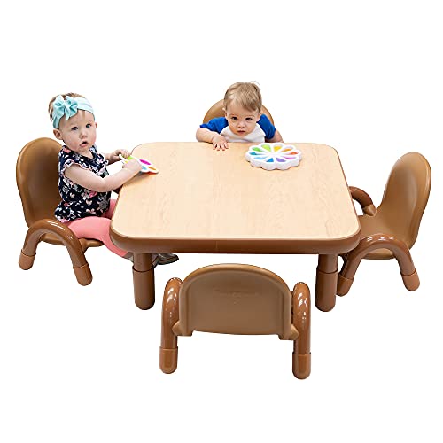 Children's Factory Angeles Baseline Toddler Table and Chairs Set Natural Wood