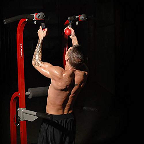 Stamina X Fortress Power Tower with Plyo Box - Dip Bar Pull Up Bar Station - Red