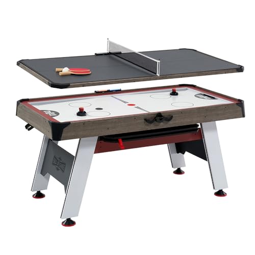 Hall of Games 5.5' Arcade Air Hockey & Tennis Table 2-in-1 Wood Grain/Red