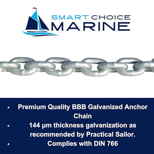 Smart Choice Marine Hot Dipped Galvanized BBB High Test Marine Anchor Chain 3/8" x 200 feet