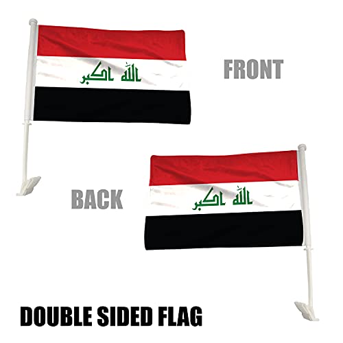 BANNER BUZZ MAKE IT VISIBLE Iraq Car Flag Window Clip 18” X 12” Double-Sided Printing Pack of 100