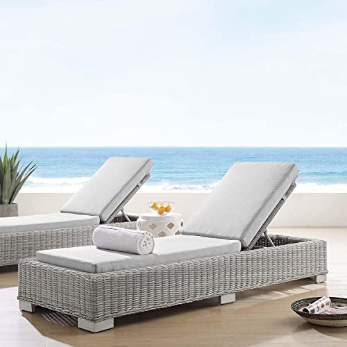 Modway Conway Sunbrella Outdoor Patio Wicker Rattan Chaise Lounge Light Gray