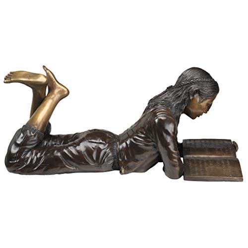 Design Toscano Young Scholar Reading Girl Bronze Garden Statue Bronze