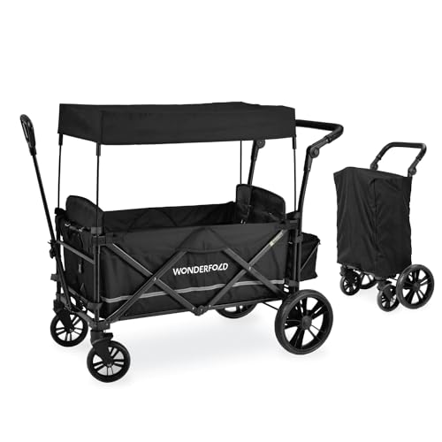 WONDERFOLD X2M Push & Pull Stroller Wagon 2 Seater Black
