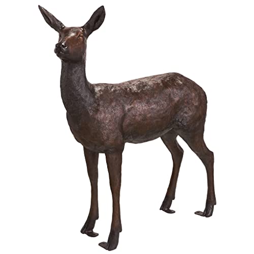 Design Toscano Standing Doe Deer Cast Bronze Garden Statue Brown
