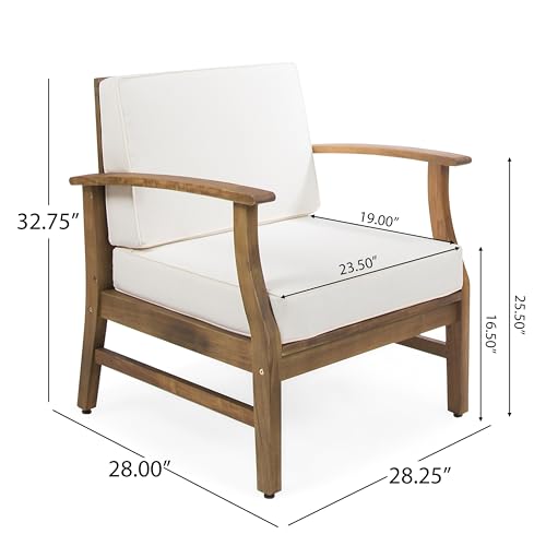 Christopher Knight Home Perla Outdoor 2 Seater Acacia Wood Bistro Set Teak + Cream