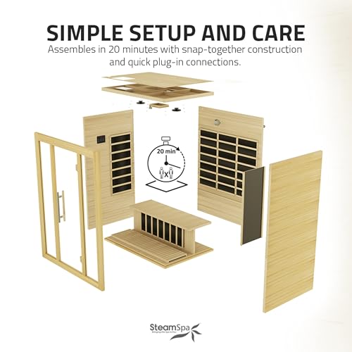 SteamSpa 3 Person Hemlock Wooden Indoor Sauna with Bluetooth & Touch Control