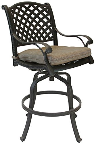 Patio Land Outdoor Living Nassau Outdoor Patio Swivel Barstools 30" High Dark Bronze