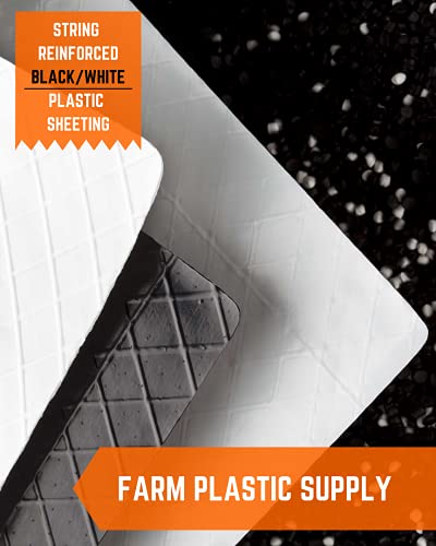 Farm Plastic Supply String Reinforced Silage Cover Black/White 6 Mil 52' x 50' Heavy Duty Polyethylene