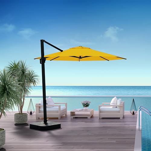 Midtown Umbrellas 10 Ft Outdoor Cantilever Patio Umbrella Black Frame Terylast Sunflower
