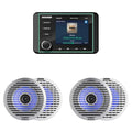 KICKER Marine Gauge-Style Source with (2 Pair) 6.5" Thin-Mount LED Speakers Bundle