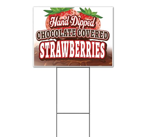 TampaPrinting Chocolate Covered Strawberries Yard Sign 18" x 24" with Metal Stake