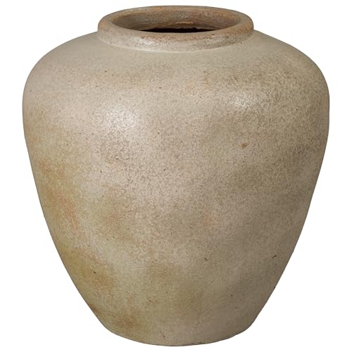 Emissary Distressed White Stoneware Round Jar 29.5in L x 30.5in H