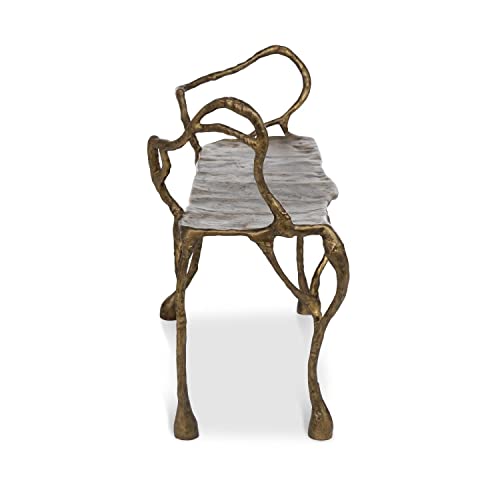 Park Hill Collection Lodge Cast Aluminum Organic Root Bench Antique Gold