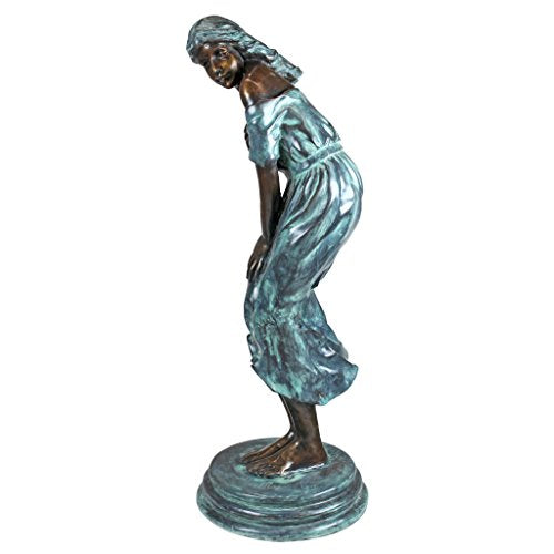 Design Toscano The Windblown Maiden Cast Bronze Garden Statue Two Tone Bronze & Verdigris