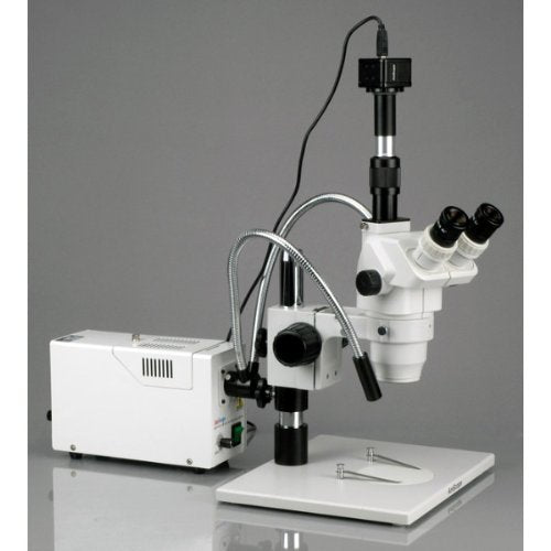 AmScope Digital Trinocular Stereo Zoom Microscope 2X-225X White