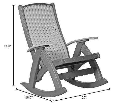 LuxCraft Poly Comfort Rocker Outdoor Rocking Chair Dove Gray & Slate