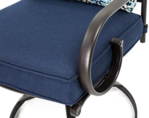 Hanover Montclair 3-Piece Patio Conversation Set with 2 Swivel Rocker Chairs and Table Navy