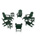 WO WESTIN OUTDOOR 6-Piece Folding Poly Lumber Adirondack Furniture Set with Side Tables and Ottomans Dark Green