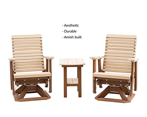 EcOasis Anchor Bay Amish Crafted Poly Outdoor Swivel Glider Birchwood on Antique Mahogany