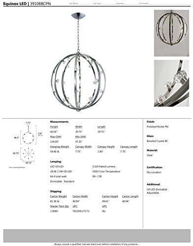 Maxim Equinox Pendant Light 28 Lights Polished Nickel Finish Silver