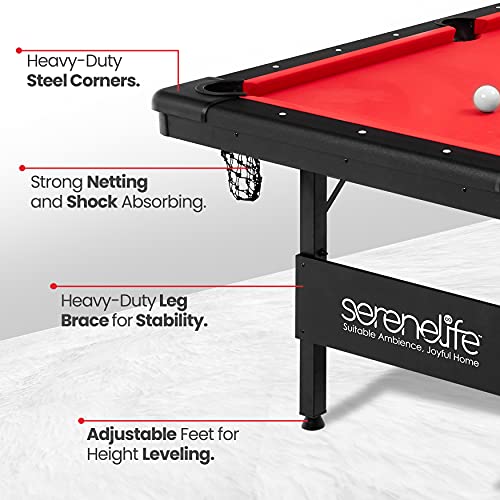 SereneLife Portable Pool Table Red