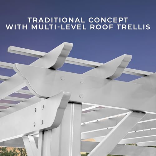 Backyard Discovery Hawthorne 14' x 10' Galvanized Steel Pergola Kit with Shade Sail Canopy White