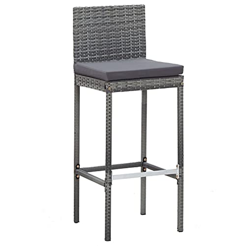 REWIS 5-Piece Outdoor Furniture Set with Poly Rattan and Acacia Wood Gray
