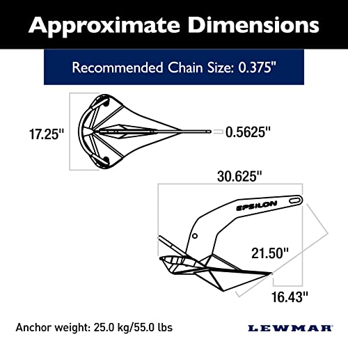 Lewmar Galvanized Steel Epsilon Anchor 55 lbs Silver