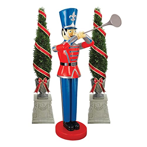 Design Toscano 6 Foot Tall Nutcracker Ballet Trumpeting Toy Soldier Holiday Decor Full Color