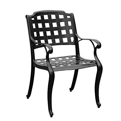 Oakland Living Modern Ornate Outdoor Aluminum Dining Set with Two Lazy Susans and Eight Chairs Black