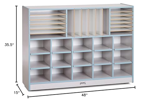 Jonti-Craft Rainbow Accents Sectional Cubbie-Tray Mobile Unit with Trays Coastal Blue