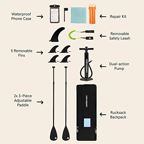Retrospec Weekender-Crew 16 Extra Wide Inflatable Stand Up Multi Person Paddleboard ArmorStrength PVC iSUP Bundle Aruba Riptide