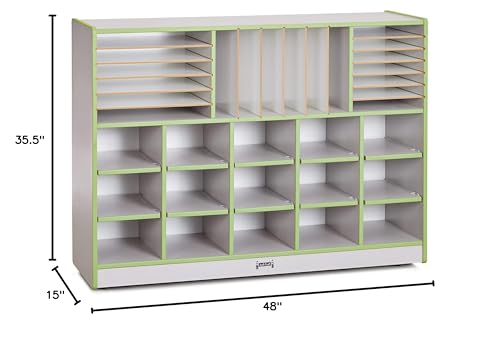 Jonti-Craft Rainbow Accents Sectional Cubbie-Tray Mobile Unit with Trays Key Lime Green