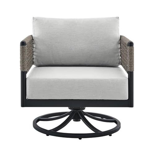 Afuera Living Modern Aluminum Outdoor Swivel Rocking Chair Black