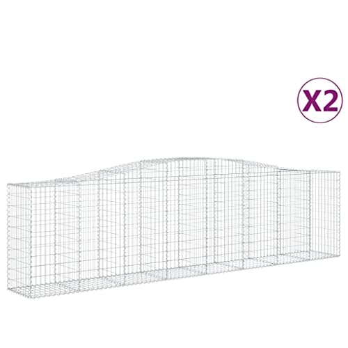 Arched Gabion Baskets 2 pcs 157.5"x19.7"x39.4"/47.2" Galvanized Iron White Black Other