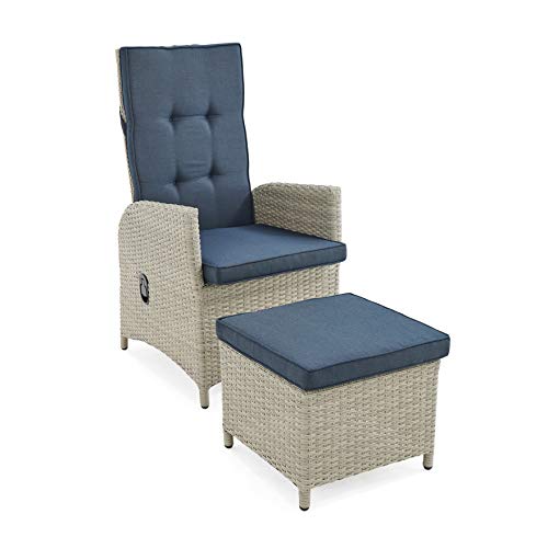Alaterre Furniture Haven All-Weather Wicker Outdoor Recliners Set with Ottomans and Accent Table