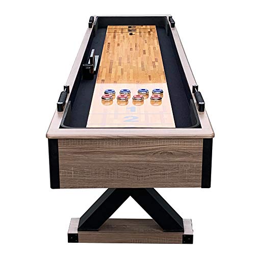 Hathaway Excalibur 9-Ft Shuffleboard Table Rustic Driftwood Finish Black