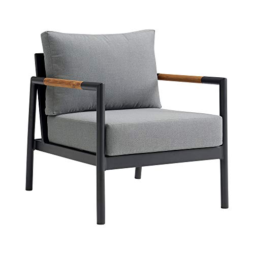 Armen Living Royal Modern Outdoor Patio Conversation Set 4 Piece Black