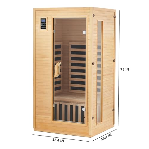 PioneerWorks 1 Person Infrared Sauna Wood Color