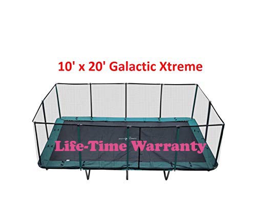 Galactic Xtreme Gymnastic Rectangle Trampoline with Safety Net Black and Green