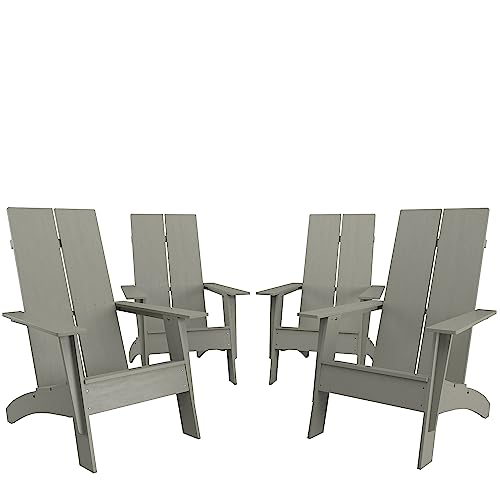 Flash Furniture Set of 4 Sawyer Modern Adirondack Chairs Gray